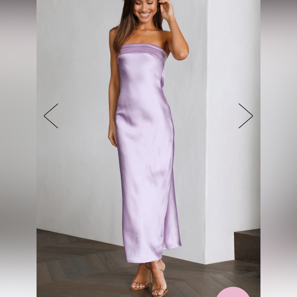 Hello Molly strapless lilac maxi dress